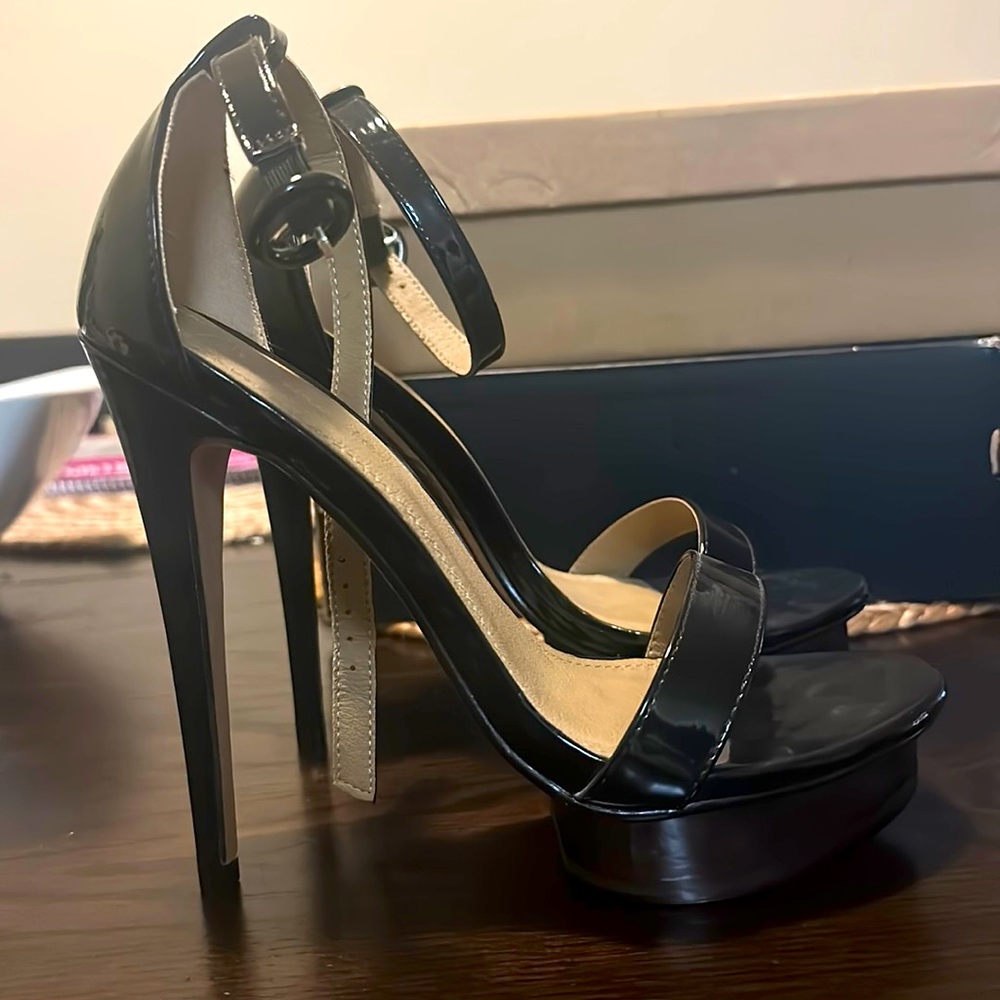 Black heels with clear platform